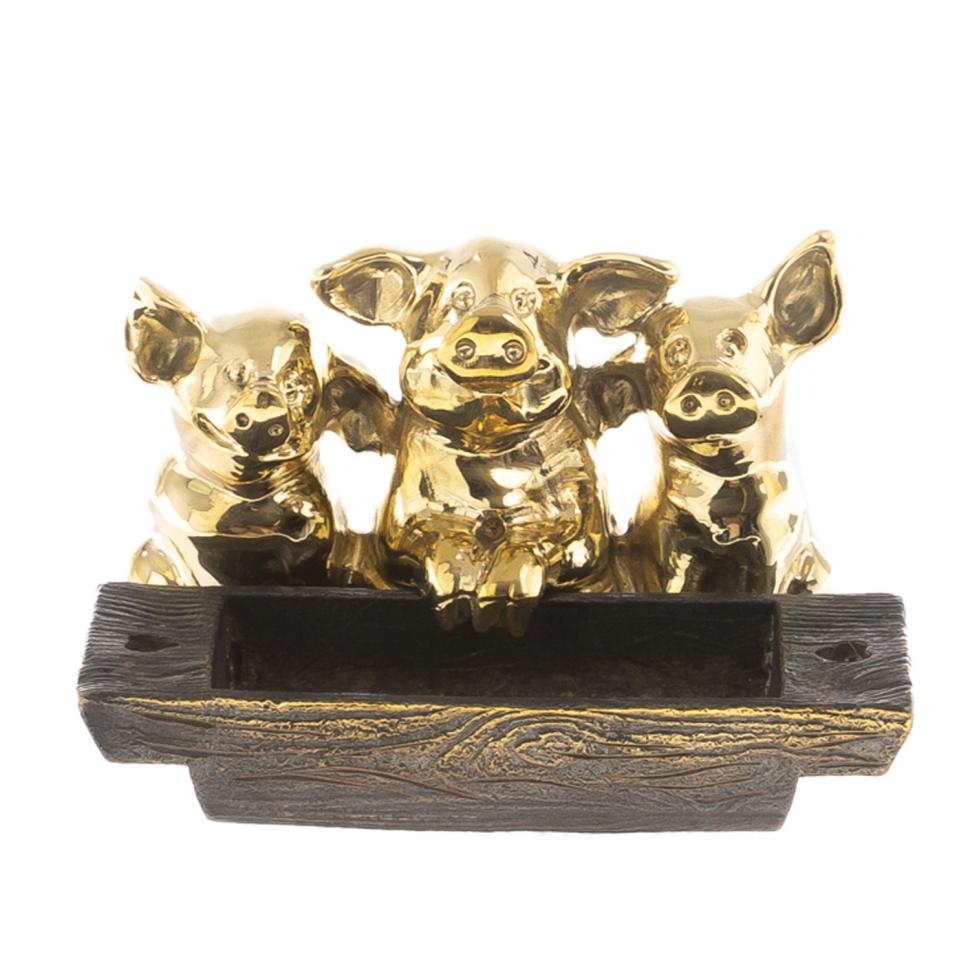 Пепельница из бронзы "Три поросенка" фото 1 — 
