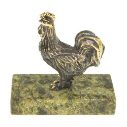 Статуэтка из бронзы на подставке из змеевика &quot;Курочка&quot; — 