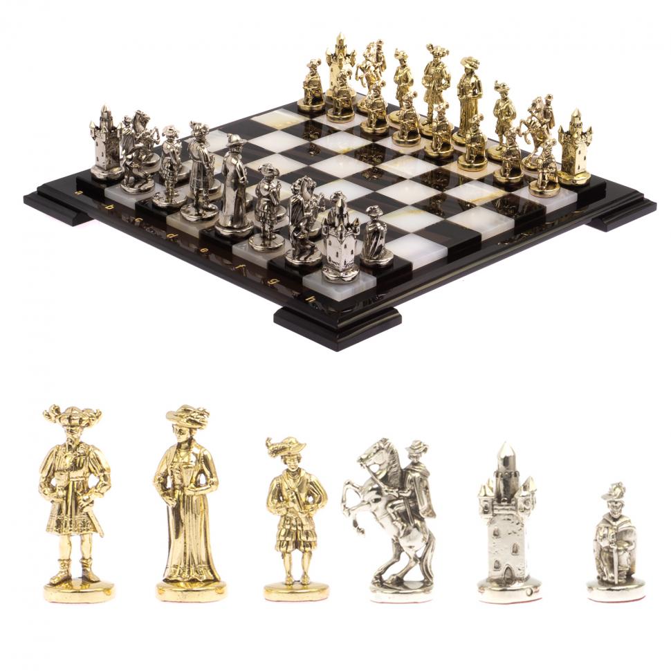 Шахматы "Средневековье" камень обсидиан оникс 42х42 см фото 1 — 