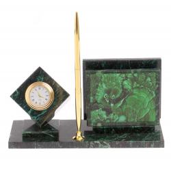 Настольный набор из змеевика с иллюстрацией под малахит — 