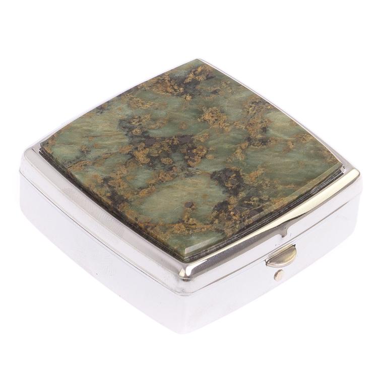 Таблетница на 2 отделения камень офит цвет серебро фото 1 — 