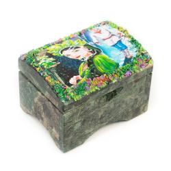 Шкатулка Сундучок хозяйки медной горы змеевик 10х6,5х7 см — 