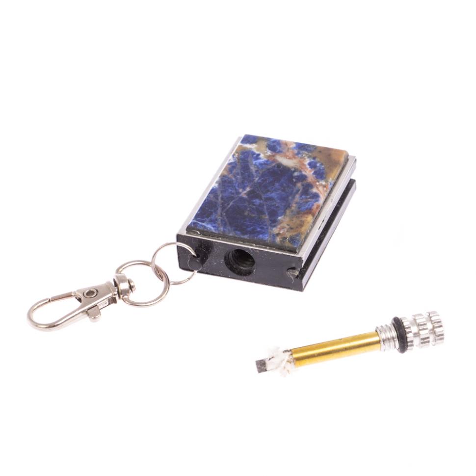 Брелок огниво "Вечная спичка" с накладкой из камня содалит 2,8х1,3х5 см фото 1 — 