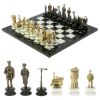 Шахматы подарочные "Железнодорожники" из бронзы и мрамора доска 48х48 см фото 1 — 
