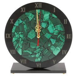Настольные часы &quot;Мозаика&quot; из малахита и долерита 26х24х9 см — 