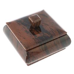 Шкатулка камень обсидиан коричневый 10,5х10,5х7 см — 