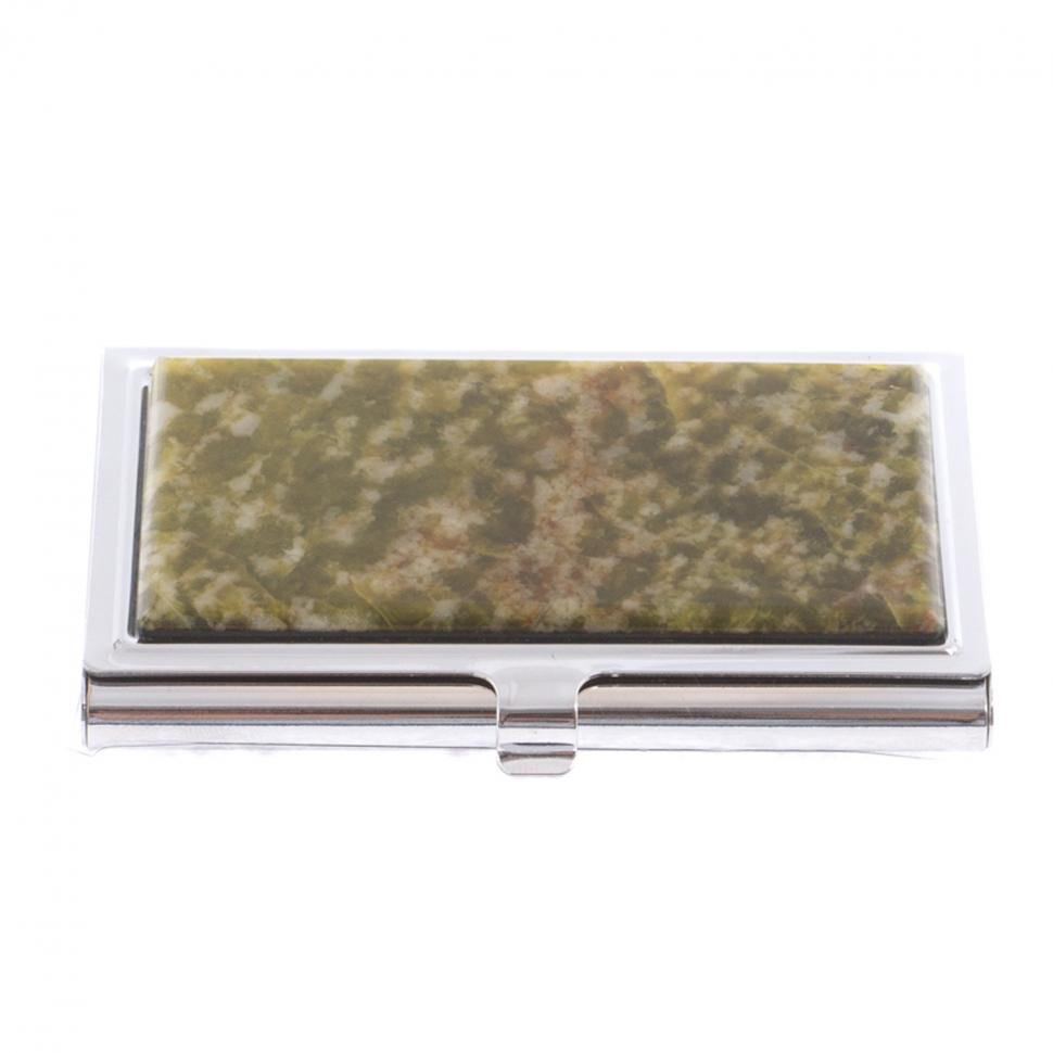 Карманная визитница из камня благородный офит цвет серебро фото 1 — 