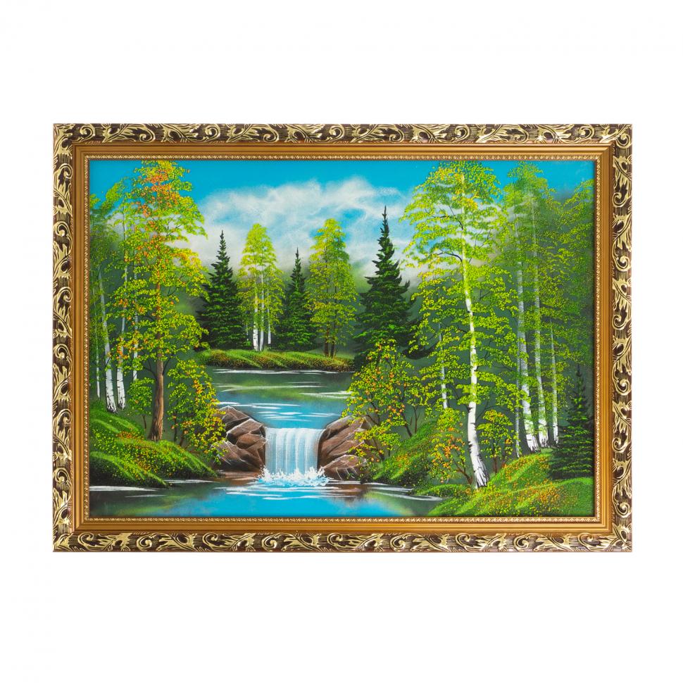 Картина из каменной крошки "Летний пейзаж" багет 58х78 см фото 1 — 