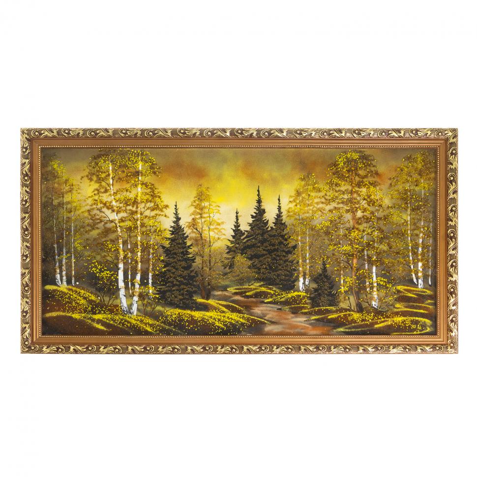 Картина из каменной крошки "Осень янтарная" багет 47х87 см фото 1 — 