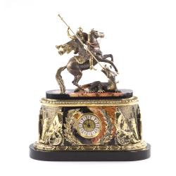 Каминные часы &quot;Георгий Победоносец&quot; яшма долерит — 