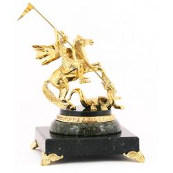 Бронзовая статуэтка &quot;Георгий Победоносец&quot; камень змеевик — 