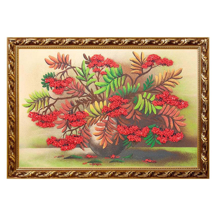 Натюрморт "Рябина" багет 46х66 см, каменная крошка фото 1 — 