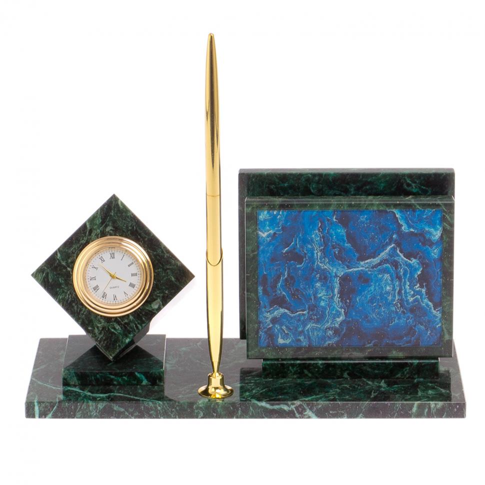 Настольный набор из змеевика с иллюстрацией под лазурит фото 1 — 