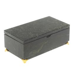 Шкатулка под деньги &quot;Купюра&quot; на ножках с зеркалом змеевик 19х10х6,5 см — 