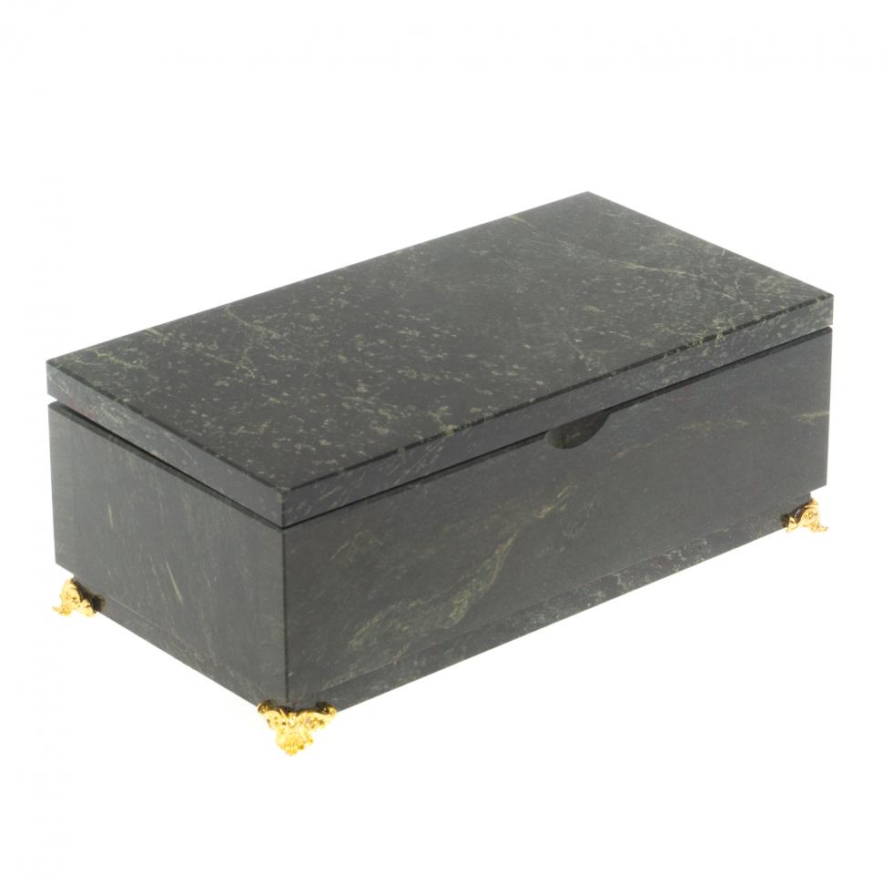 Шкатулка под деньги "Купюра" на ножках с зеркалом змеевик 19х10х6,5 см фото 1 — 