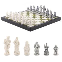 Оригинальные шахматы &quot;Средневековье&quot; камень змеевик мрамор 40х40 см — 