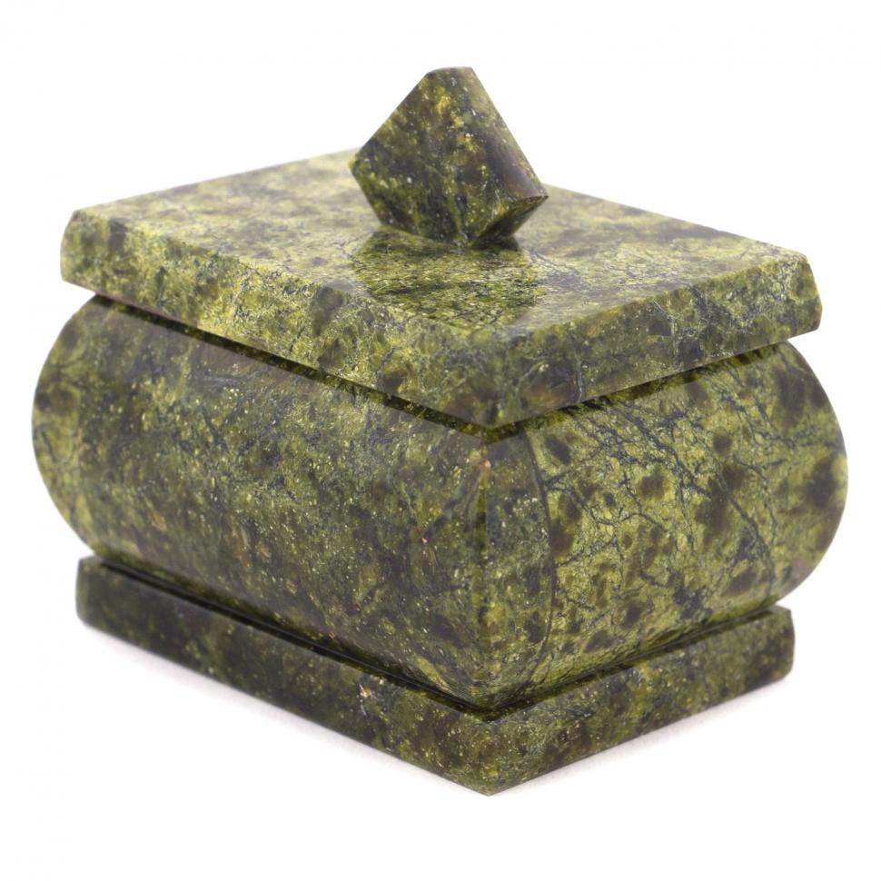 Шкатулка из змеевика 6,8х5х6,3 см фото 1 — 