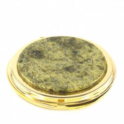 Зеркало карманное круглое со змеевиком, золотистое — 