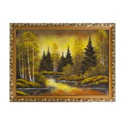 Картина из каменной крошки &quot;Осень янтарная&quot; багет 58х78 см — 