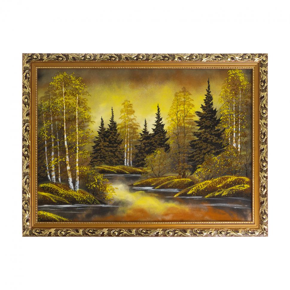 Картина из каменной крошки "Осень янтарная" багет 58х78 см фото 1 — 