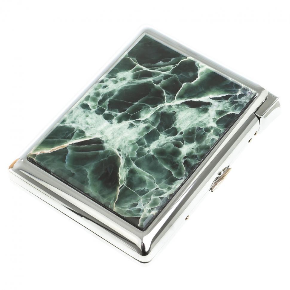 Портсигар на 20 сигарет с зажигалкой камень офит фото 1 — 