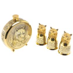 Подарочный набор &quot;Волк&quot; фляжка и 3 стопки перевертыша Златоуст — 