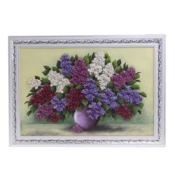 Картина из каменной крошки &quot;Сирень в вазе&quot; багет 46х66 см — 