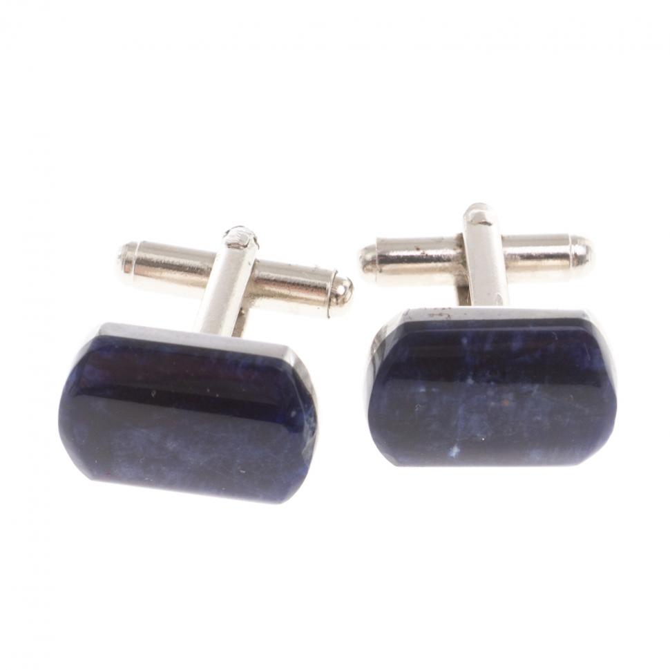 Запонки камень содалит закругленные фото 1 — 