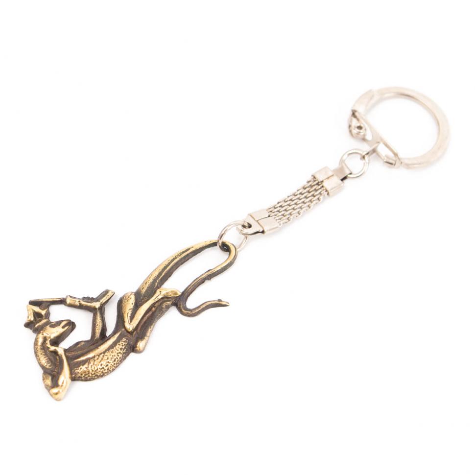 Брелок "Ящерица с телефоном" бронза фото 1 — 