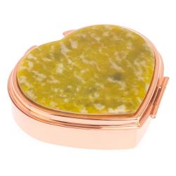 Таблетница &quot;Сердце&quot; на 3 отделения камень офит благородный цвет красное золото — 