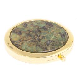 Карманное зеркальце из камня офит цвет золото — 