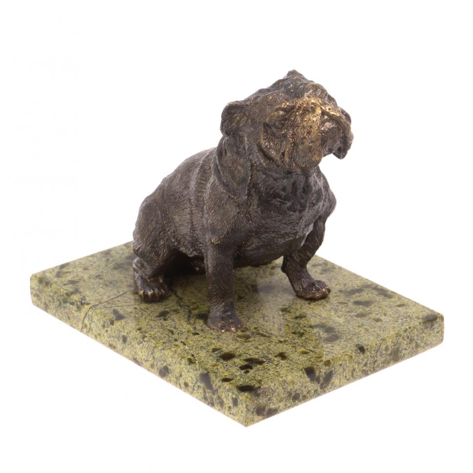 Статуэтка из бронзы "Бульдог" змеевик фото 1 — 