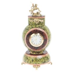 Часы &quot;Георгий Победоносец&quot; баженовский змеевик 10х10х20 см — 