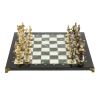 Шахматы подарочные "Богатыри" из мрамора и змеевика 44х44 см фото 2 — 