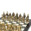 Шахматы подарочные "Богатыри" из мрамора и змеевика 44х44 см фото 3 — 