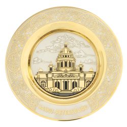 Тарелка с гравюрой &quot;Исаекиевский собор. Санкт-Петербург&quot; 12 см в подарочной упаковке Златоуст — 