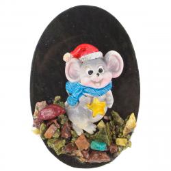 Магнит &quot;Мышка со звездой&quot; змеевик самоцветы — 