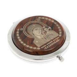 Зеркало с иконой &quot;Казанская&quot; из коричневого обсидиана — 