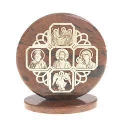 Икона настольная &quot;Иконостас&quot; камень обсидиан 6х2,5х6,5 см — 