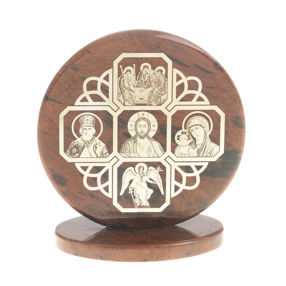 Икона настольная "Иконостас" камень обсидиан 6х2,5х6,5 см фото 1 — 