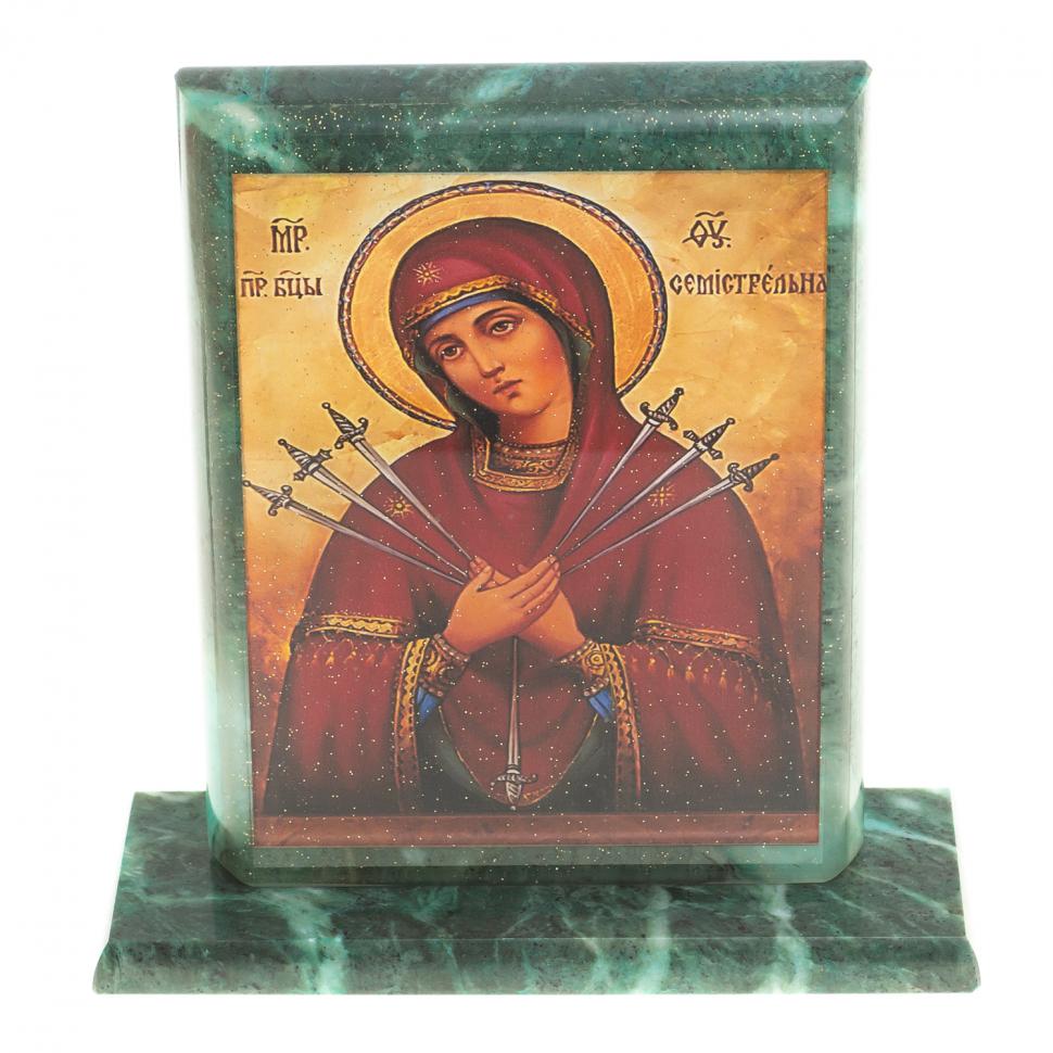Икона "Семистрельная" змеевик 15х5х15,5 см фото 1 — 