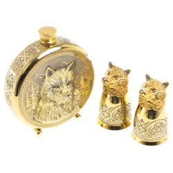 Подарочный набор &quot;Волк&quot; фляжка и 2 стопки перевертыша Златоуст — 