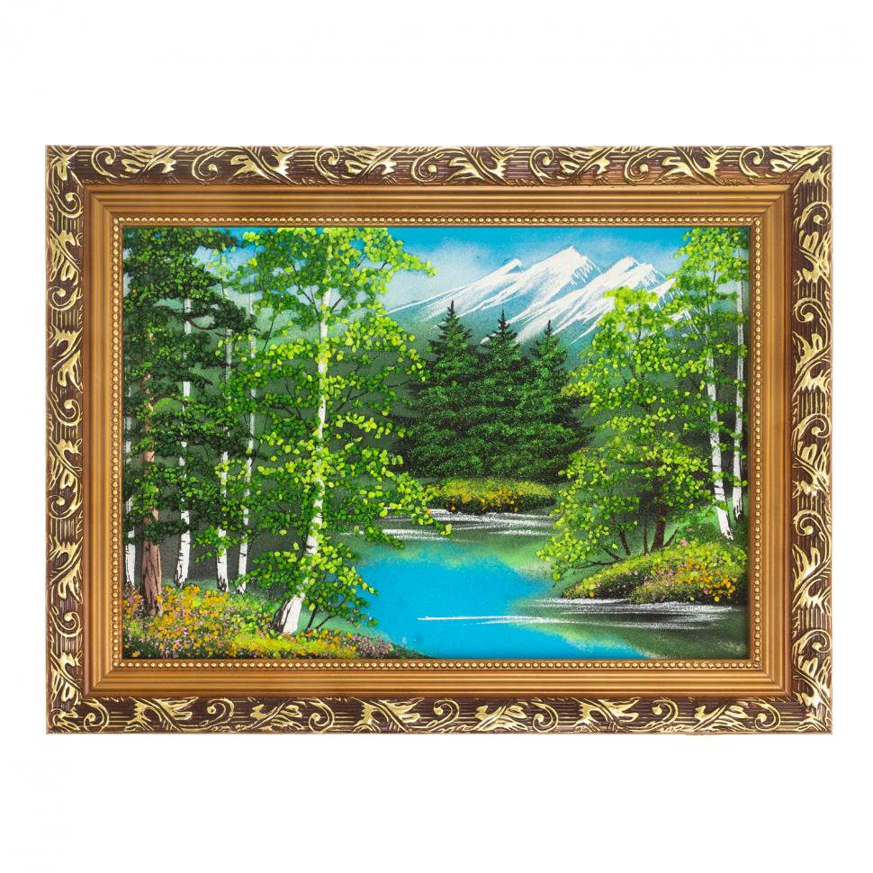 Картина "Летний пейзаж" багет 41х31 см, каменная крошка фото 1 — 