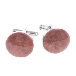 Запонки камень родонит круглые — 