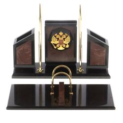 Письменный набор &quot;Супер&quot; с гербом РФ камень лемезит — 