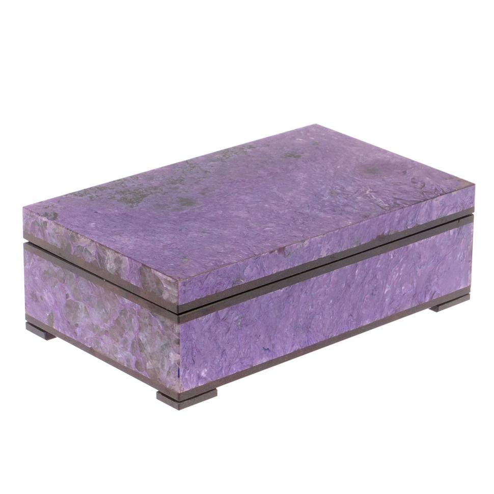 Шкатулка из камня чароит 14х8,5х4,5 см фото 1 — 