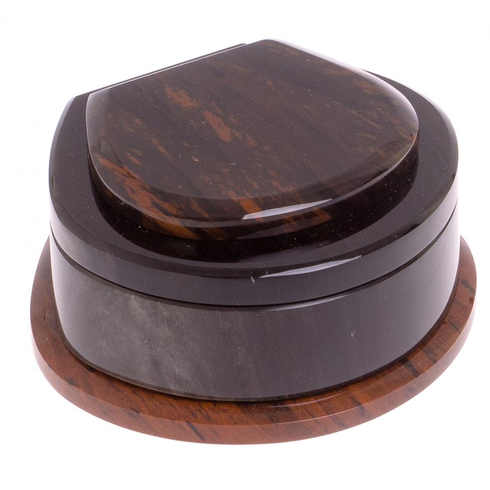 Шкатулка из камня обсидиан "Ракушка" 12х10х5,5 см фото 1 — 