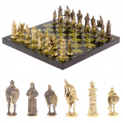 Шахматы настольные &quot;Богатыри&quot; змеевик бронза 40х40 см — 
