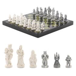 Шахматы из камня змеевик &quot;Средневековье&quot; доска 40х40 см — 