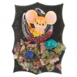 Магнит &quot;Мышонок успехов&quot; змеевик самоцветы — 